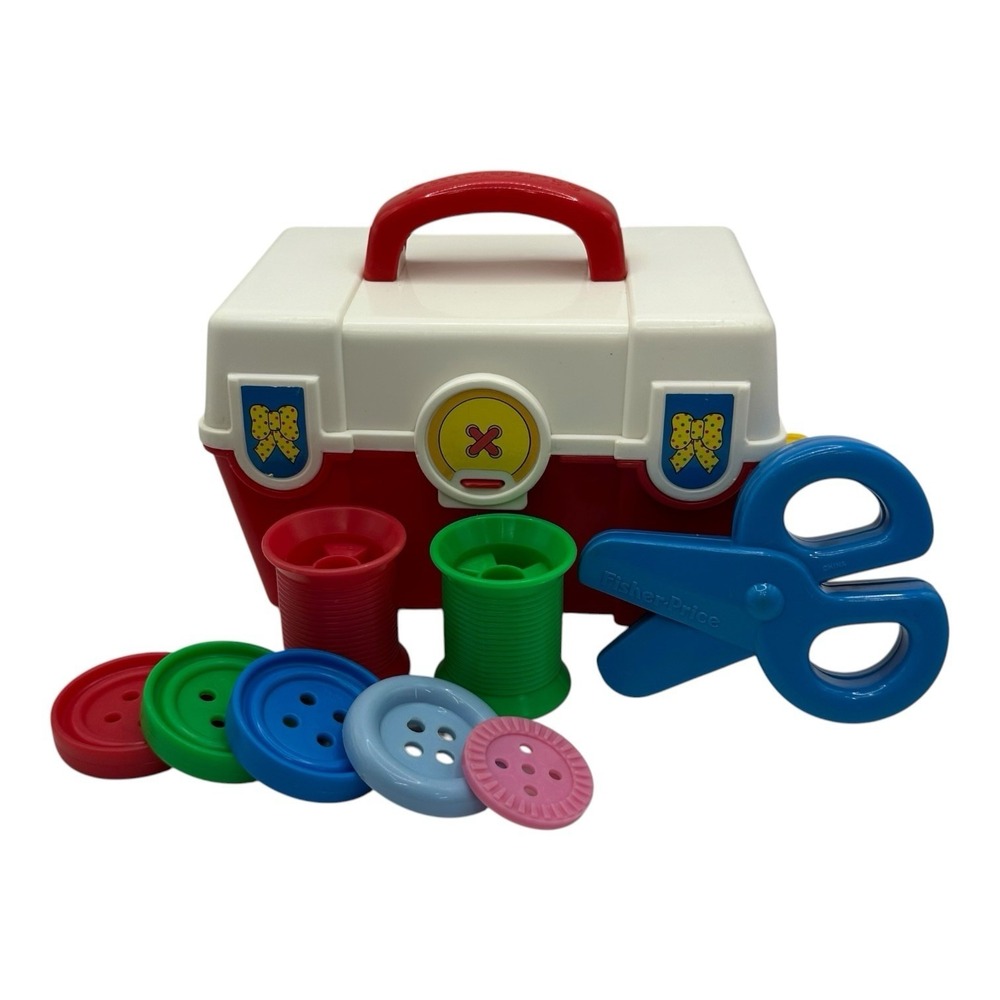 Vintage 1991 Fisher Price Baby's First Sewing‎ Box Kit Preschool Activity Toy